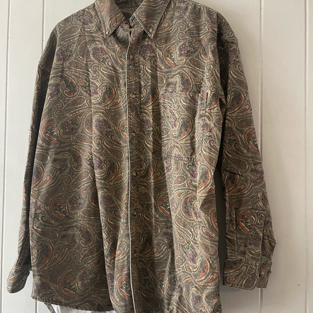 Tango by Max Raab Vintage Button Up Shirt Men L Paisley Colorful Oversized 80s